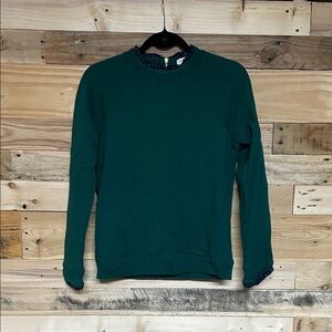 J. Crew size Small Dark Green Terrycloth Sweatshirt with High Collar detail
